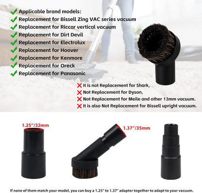 RDEXP Round Dust Brush 25mm Horse Hair 1.25" Vacuum Attachment Replacement,Perfect for Vacuuming Sofas and Baseboards,Use a Rubber Will Help It Fit Better