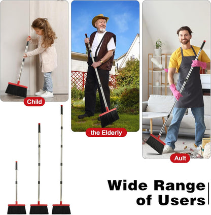 Broom and Dustpan Set, Long Handle Lightweight Dustpans with Broom Combo for Home, Indoor&Outdoor Sweeping for Home Room Kitchen Office Lobby (Charcoal)