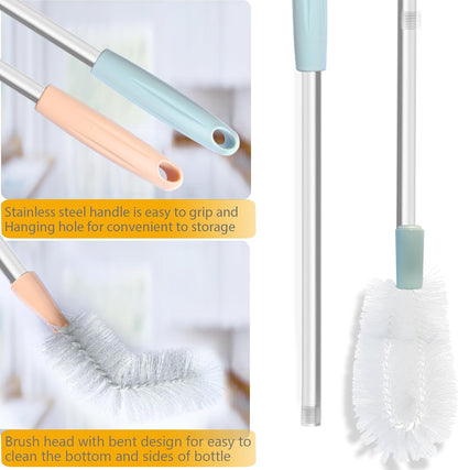 Water Bottle Cleaning Brush, 2 Pack 28inch Bendable Water Bottle Brush Long Nylon Bristles with Stainless Steel Handle for 3 Gallon and 5 Gallon Water Bucket