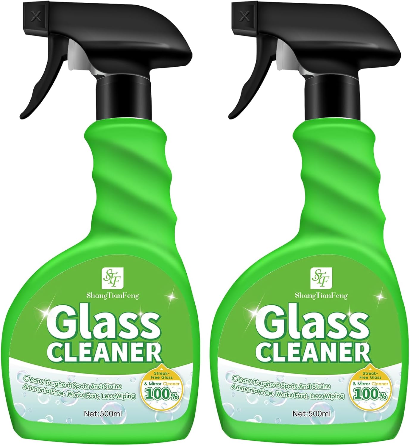 Glass Cleaner Spray,Window cleaner,Mirror cleaner- Streak-Free & Fast Drying Formula for Windows, Mirrors & Shower Doors | Ammonia-Free, 17oz (Pack of 2) | Eco-Friendly Vinegar Power