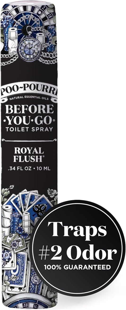 Poo-Pourri Before-You-Go Pocket Toilet Spray, Travel Essentials, Royal Flush, 1 Fl Oz, Up to 50 Uses, On-The-Go Bathroom Odor Deodorizer with Essential Oils, TSA Approved Size, Eucalyptus & Spearmint