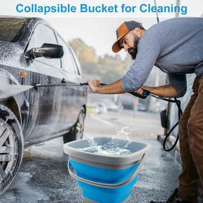 Collapsible Mop Bucket and Ice Bucket-5L(1.3 Gallon) Household Cleaning Silicone Dust Mops Bucket, Portable Bathroom Cleaning Supplies Square Bucket for Cleaning
