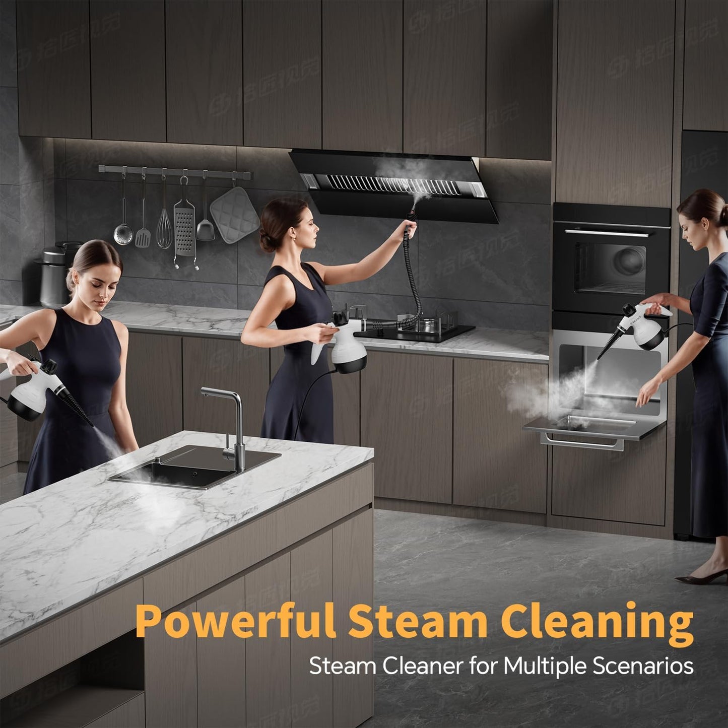 TICYACK Handheld Steam Cleaner, Steam Cleaner with 16 PCS Accessory & Safety Lock, 500ML Capacity, Multi-Surface Deep Cleaning for Home, Car, Bathroom, Grout, Floor, Window (White)