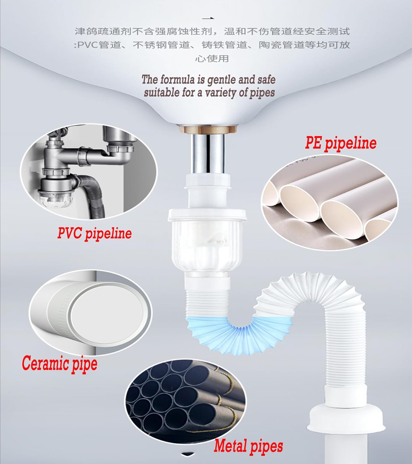YIZHONG Fast-Acting Drain Cleaner Powder - Powerful Unclogging for Kitchen Sink and Toilet Pipes