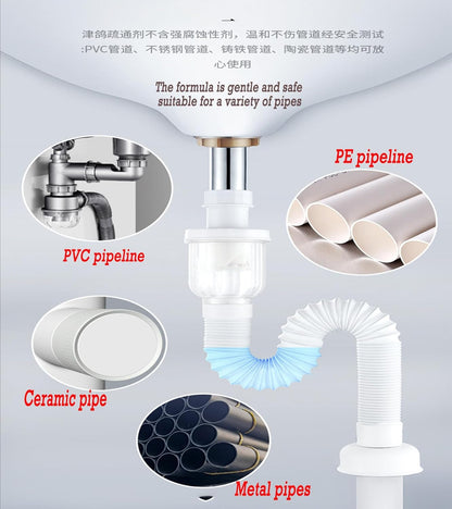 YIZHONG Fast-Acting Drain Cleaner Powder - Powerful Unclogging for Kitchen Sink and Toilet Pipes