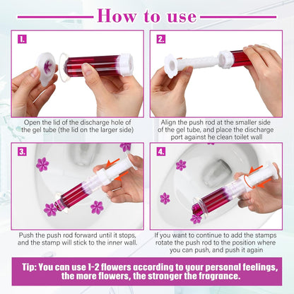 6 Pcs Toilet Gels 84 Count 1 Kind Flower Stamp Bowl Gel Scent Toilet Stain Removal Cleaner Air Freshener Flower Stamps Pack for Bathtubs Bathroom
