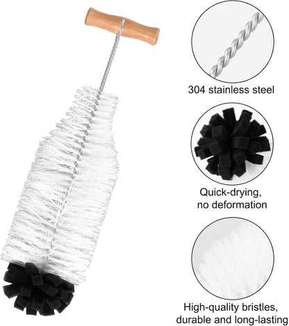 2pcs Water Bottle Cleaning Brush Set, Long Wooden Handle Brush with Straw Cleaner Water Bottle Cleaning Kit for Stanley Cup Tumblers Travel Mugs & Other Bottles