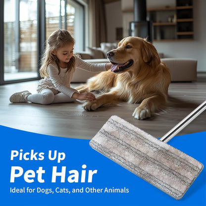 Oshang Flat Mop Head Refill, 13" X 4.9" Flat Mop Pads, Microfiber Mop Pads Flat Mop Replacement Heads (4-Pack) (White and Grey)