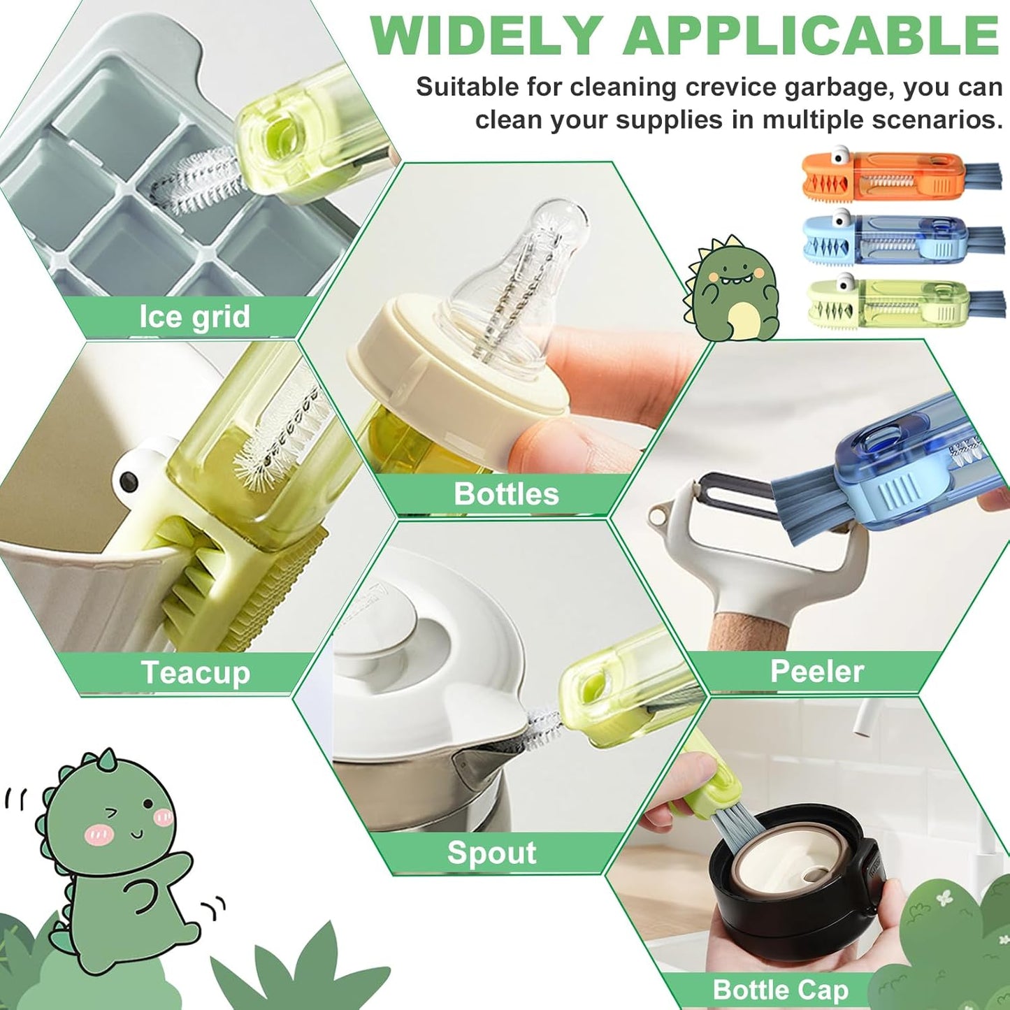 3 in 1 Cup Lid Cleaning Brush, Multifunctional Gap Cleaning Brush, Home Kitchen Crevice Brush, Portable Bottle Cleaner Brush for Cleaning Tight Spaces, Bottle Gaps, Travel Mug Caps(3 PCS)