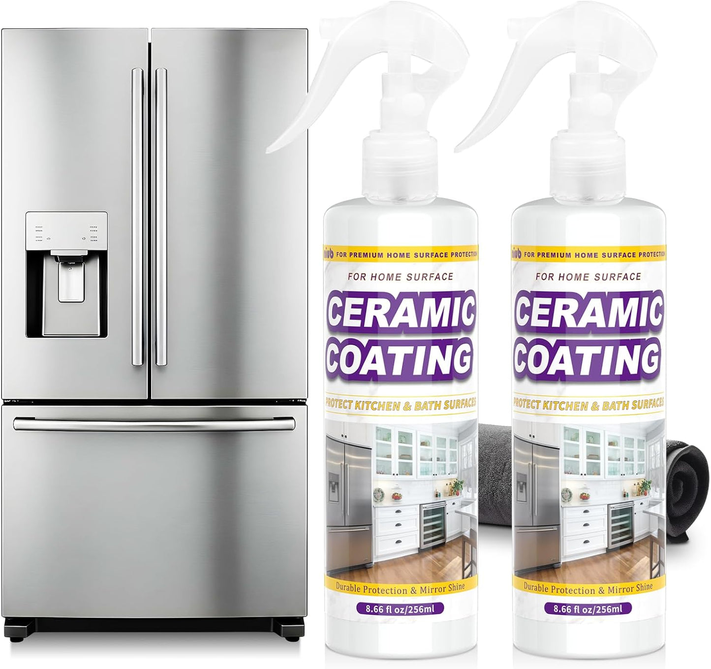 Ceramic Coating Spray for Kitchen Appliances & Stainless Steel –8.66oz Easy Cleaning & Long-Lasting Multi-Surface Shine – Fingerprint Resistant Cleaner & Sealer for Sinks, Fridges, Stoves