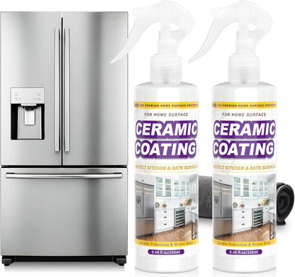 Ceramic Coating Spray for Kitchen Appliances & Stainless Steel –8.66oz Easy Cleaning & Long-Lasting Multi-Surface Shine – Fingerprint Resistant Cleaner & Sealer for Sinks, Fridges, Stoves