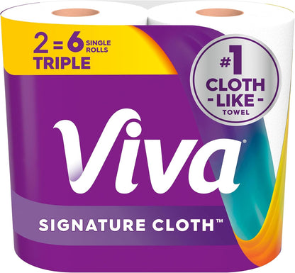 Viva Signature Cloth Paper Towels, Task Size, 8 Family Triple Rolls, 141 Sheets per Roll (Packaging May Vary)