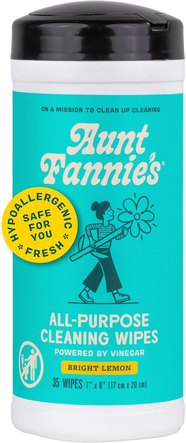Aunt Fannie's Natural Cleaning Vinegar Wipes, Multipurpose Surface Cleaner, Eucalyptus Scent, 35 Count (Pack of 1)