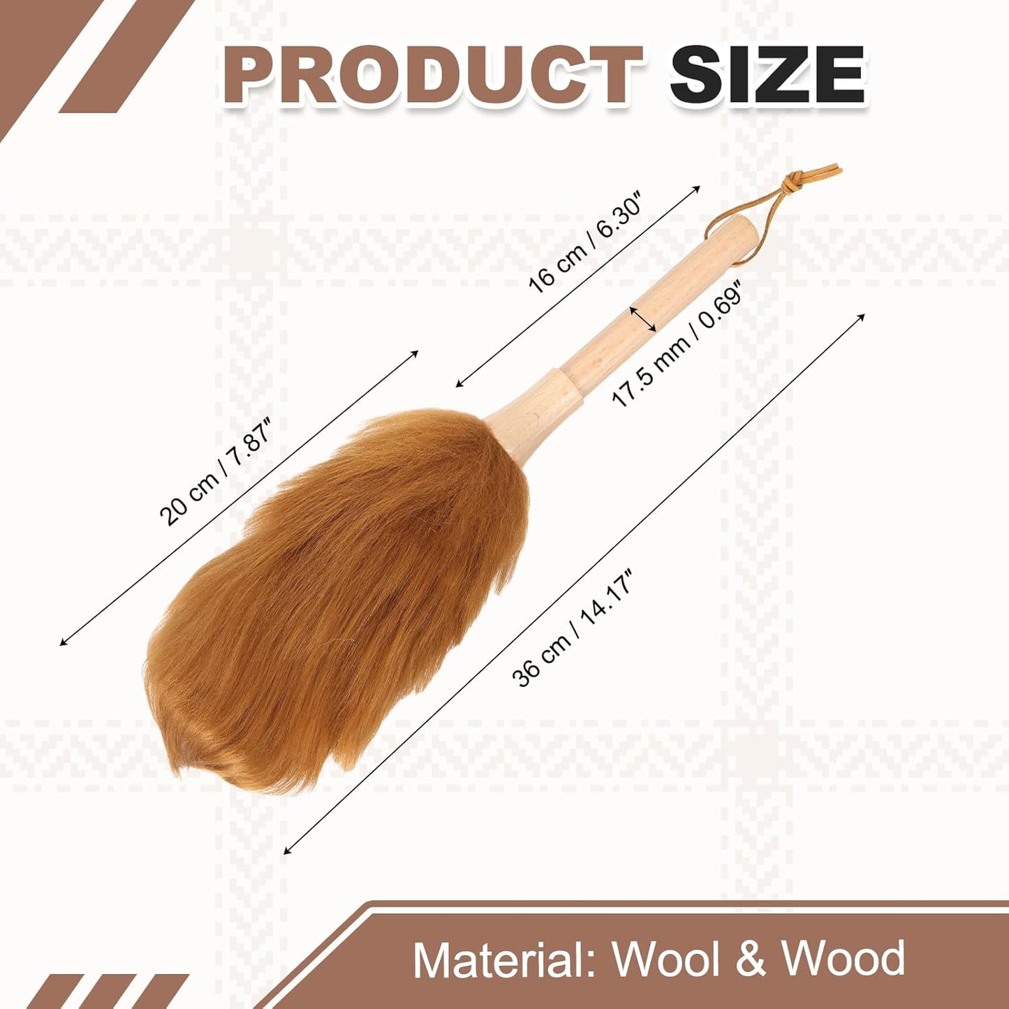 uxcell Wool Duster, 14.2" Natural Feather Cleaner Household Cleaning Duster with Solid Wooden Handle for Cleaning Fans Window Blinds Shelves Furniture, Pink
