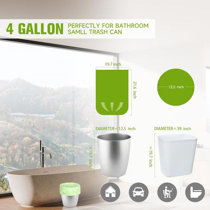 220Counts Small Trash Bags 4 Gallon, Flexible & Durable Small Garbage Bags, Unscented & Easy Tearing 4 Gallon Trash Bag for Kitchen, Bathroom, Bedroom, Office, Transparent,0.3Mil