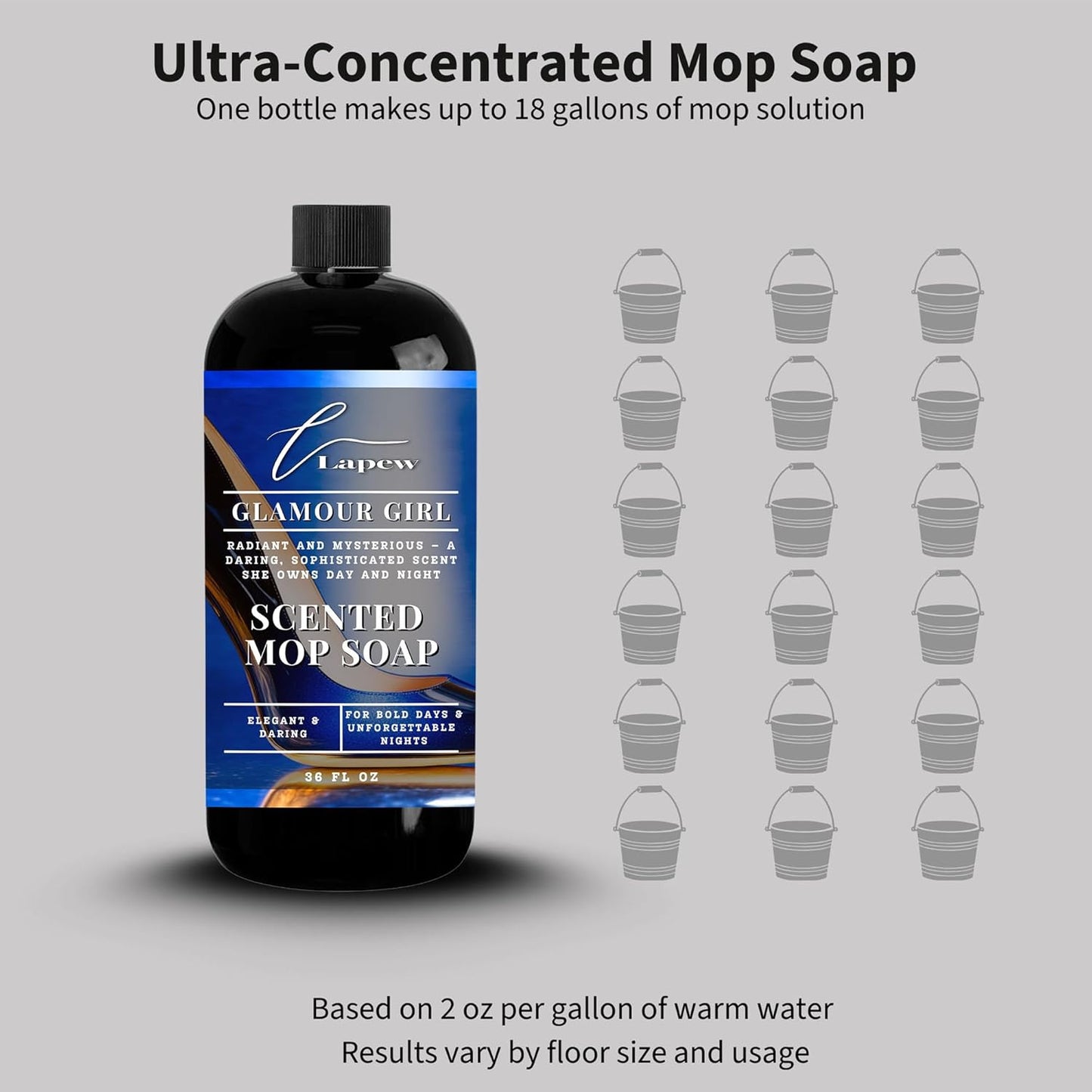 Lapew Santal Scented Mop Soap - Luxury Floor Cleaner Concentrate for Mopping Tile, Laminate, Vinyl & Hardwood | Streak-Free, Low-Foam | 36 oz - Colors B