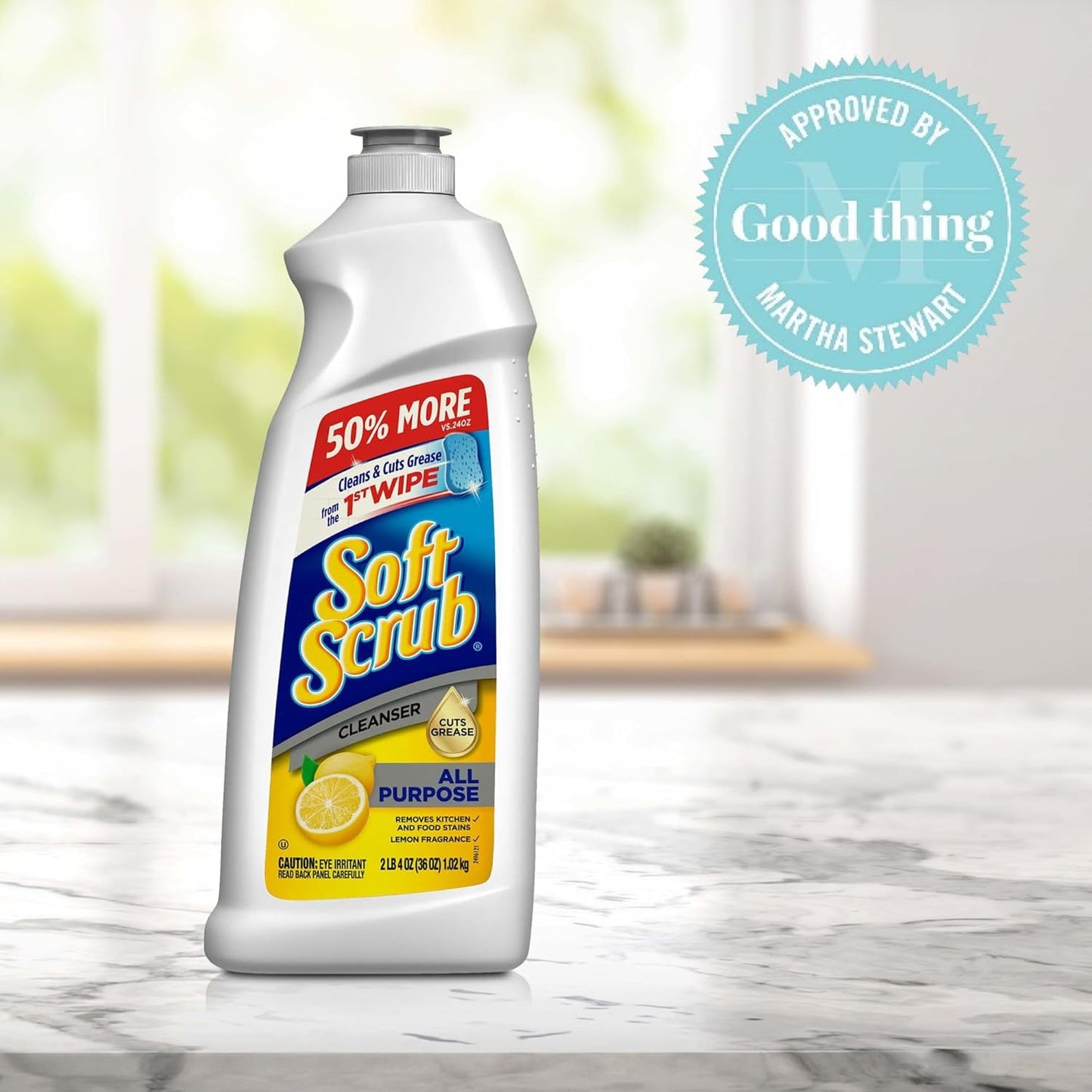 Soft Scrub Total All Purpose Bath & Kitchen Cleanser, Lemon Scent 24 oz