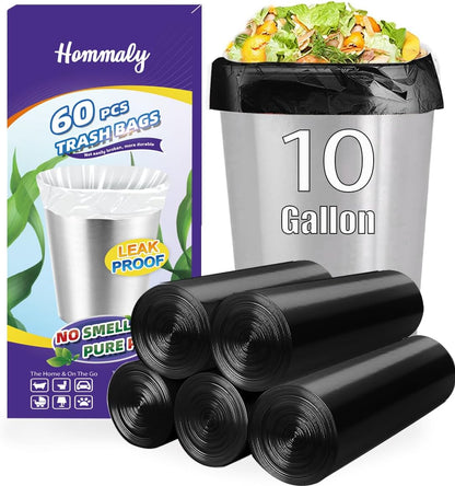 Hommaly 2 Gallon (1.8-2 Gal)120 pcs Small Clear Trash Bags, Strong 1.8 Gallon Garbage Bags, Bathroom Trash Can Bin Liners Unscented, Mini Plastic Bags for Office, Waste Basket Liner,Fit 6,7,8 Liters