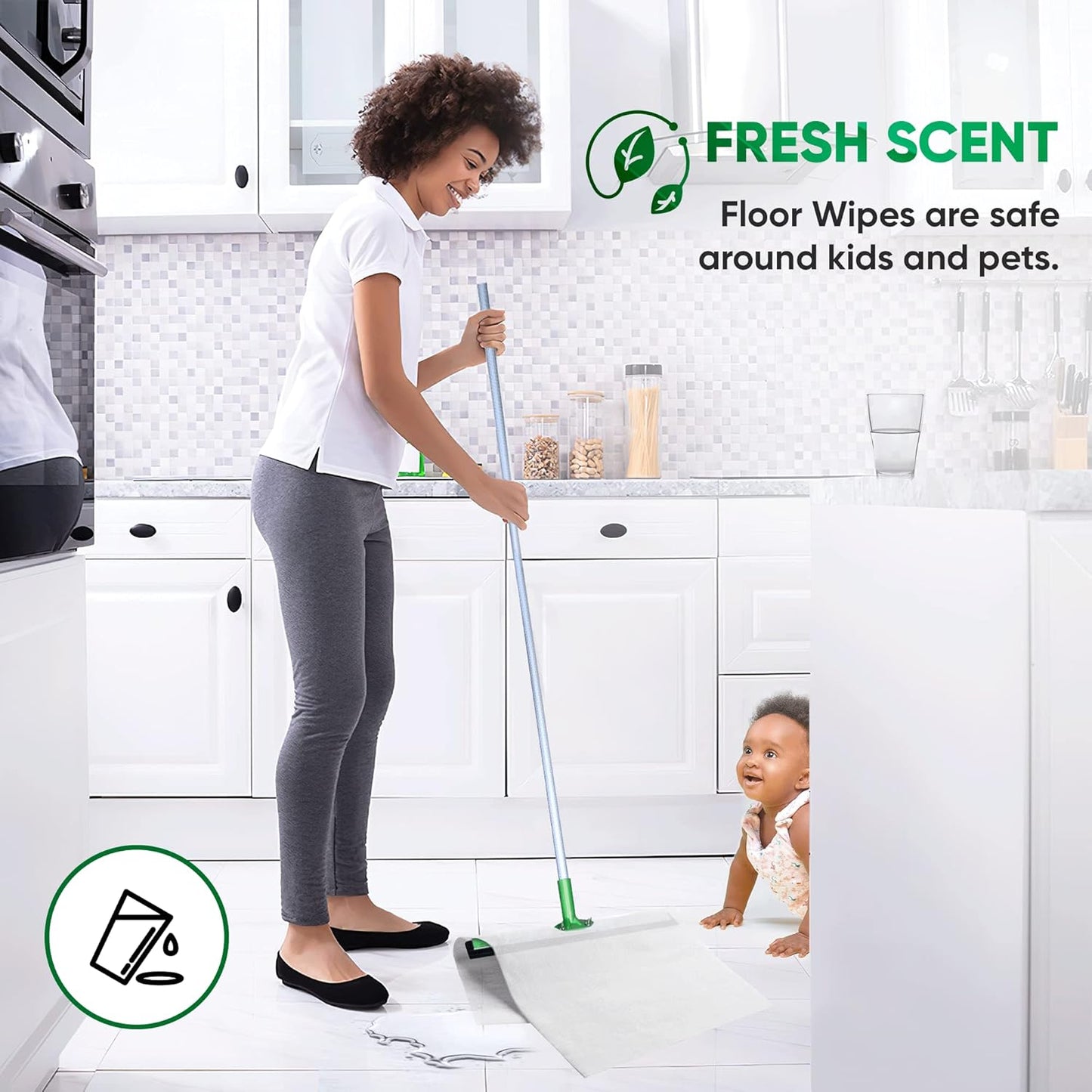 Yugi XXL Wet Floor Wipes For Squeegee Stick,Multi Surface Cleaning Wipes,Fresh Aroma Scent,Huge Disposable Wipes (27.5" x 15.7"),Extra Thick,(3 Packs- 30 wipes)