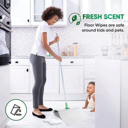 Yugi XXL Wet Floor Wipes For Squeegee Stick,Multi Surface Cleaning Wipes,Fresh Aroma Scent,Huge Disposable Wipes (27.5" x 15.7"),Extra Thick,(3 Packs- 30 wipes)