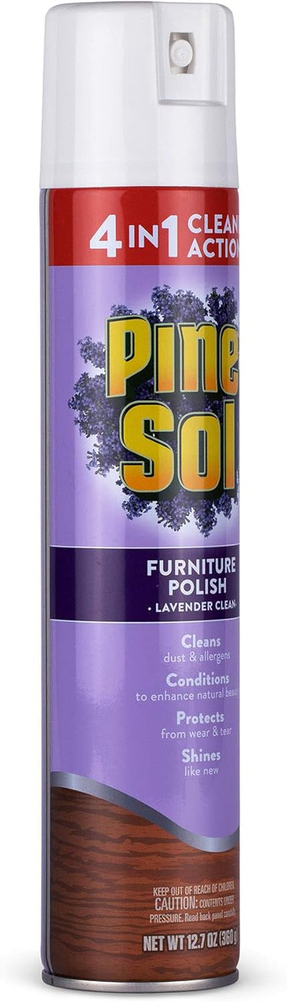 Pine-Sol Furniture, Polish 4in1 Cleaning Action Wood Polish Spray Wood Polish Spray for Your Cleans Conditions Protects and Shines Ounces Original Pine Scent, Yellow, Lemon, 12.7 Fl Oz