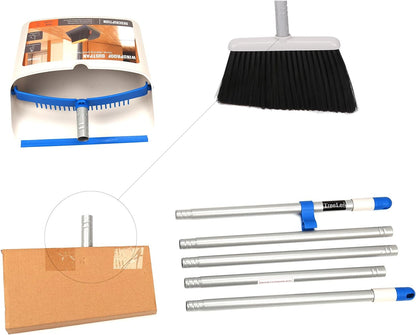 TreeLen Broom and Dustpan Set with 52" Long Handle for Home Kitchen Room Office Lobby Floor Use Upright Stand Up Stand Up Broom with Dustpan Combo