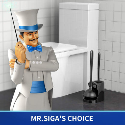 MR.SIGA Toilet Plunger and Bowl Brush Combo for Bathroom Cleaning, Gray, 2 Sets