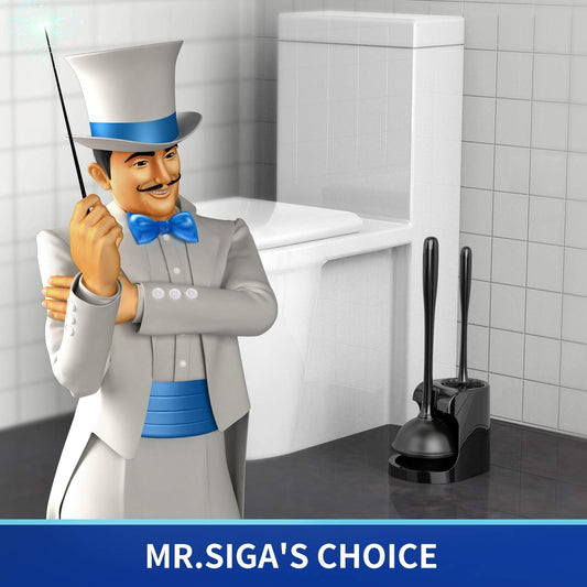 MR.SIGA Toilet Plunger and Bowl Brush Combo for Bathroom Cleaning, Gray, 2 Sets