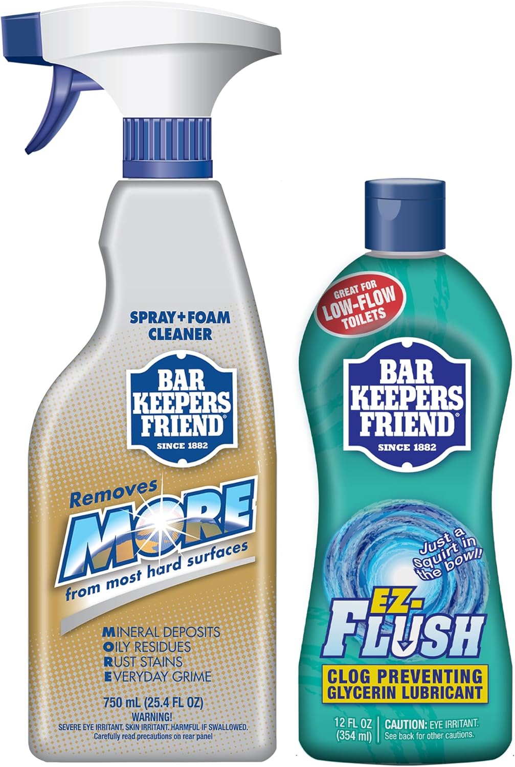Bar Keepers Friend Spray + Foam Multipurpose Cleaner, 25.4 oz x 2, Surface Cleaner Removes Rust Stains, Mineral Deposits, Soap Scum, Grime & Tarnish