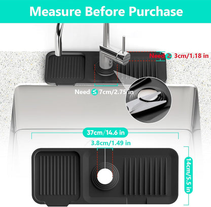 24 Inch Longer Faucet Mat for Kitchen Sink, 5° Slope Fast Self-draining, Kitchen Sink Splash Guard Silicone Sink Faucet Mat Splash Guard Kitchen Sink Area Tidy Splash Faucet Guard Draining Mat