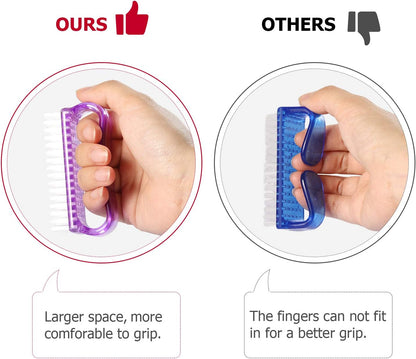 Larbois Handle Grip Nail Brush, Nail Brushes Hand Fingernail Brush Cleaner Scrubbing Kit Pedicure for Toes and Nails Men Women (4 Pack)