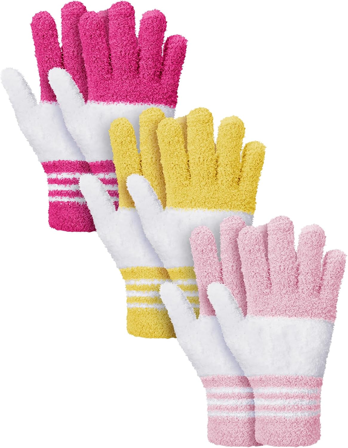 Patelai 3 Pairs Microfiber Plant Dusting Gloves Leaf Cleaning Gloves for Indoor Plants, Blinds, Furniture, House (Green Yellow,Blue,Pink,Medium)