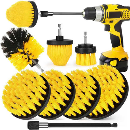 8 Pack Drill Brush Attachment Set,1/4in Power Scrubber Brush + Extend Long Rod, Power Cleaning Scrub Brush for Bathroom, Tub, Tile, Floor, Grout, Boat(White)
