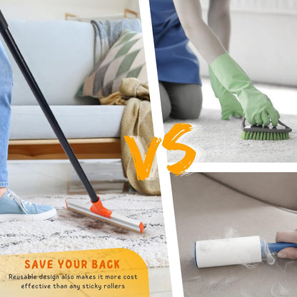 Carpet Rake for Pet Hair Removal, 57'' Long Handle Dog and Cat Hair Remover Tool to Fluff Rug, Stair Carpets and Couch Cleaning Rake