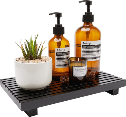 Renawe Small Kitchen Sink Soap Tray for Counter Soap Dish Dispenser Holder Wooden Risers Stand for Bathroom Decor Farmhouse Wood Pedestal Kitchen Accessories Countertop Vanity Counter Decorative Tray