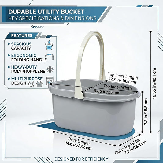 Haundry 4.5 Gallon Cleaning Bucket, Good Grips Household Mop Bucket for Cleaning Supplies, Cleaning Caddy Organizer Basket with Handle, 17.1L, White