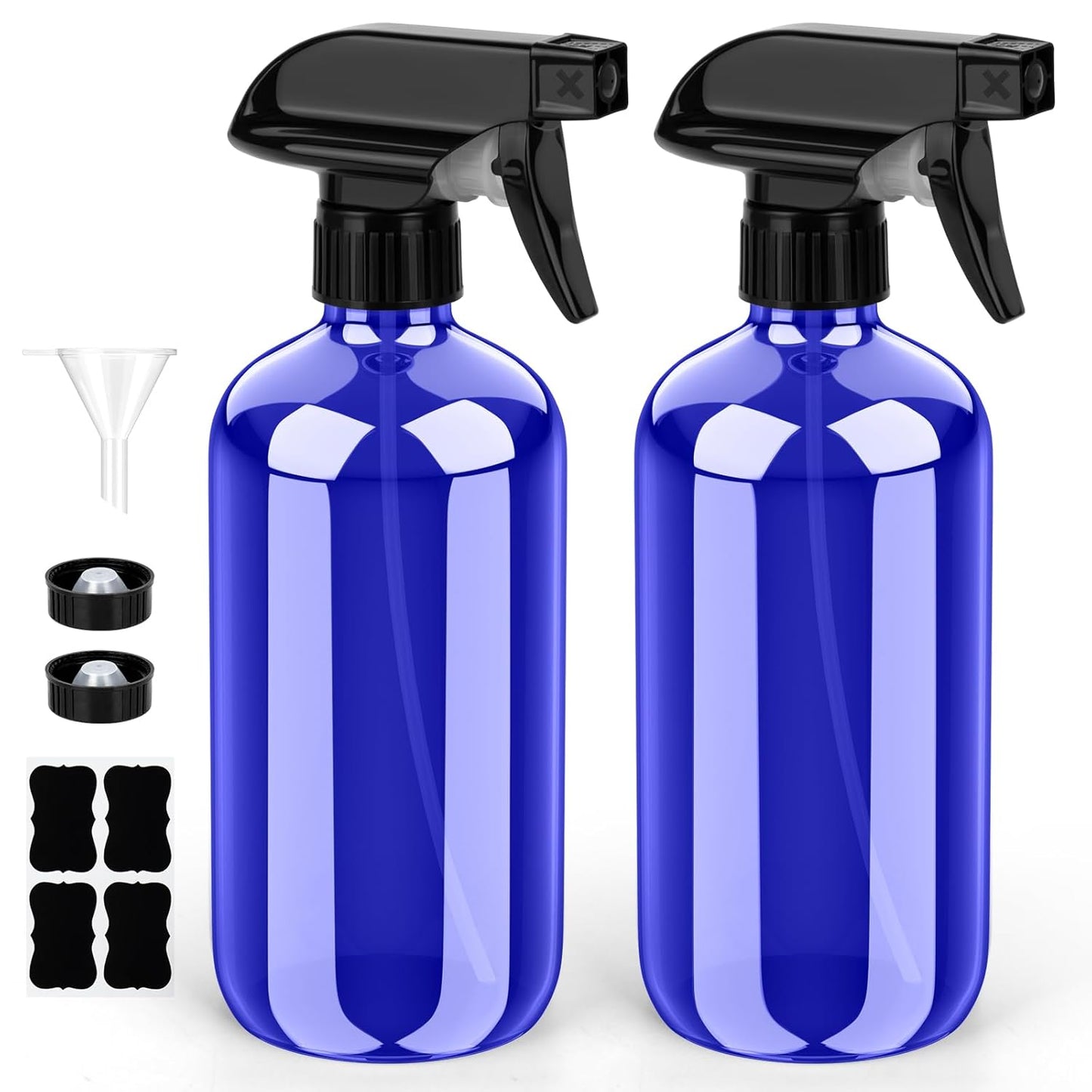 Bontip Glass Spray Bottle, Amber Glass Spray Bottle Set & Accessories Refillable for Plants Window Cleaners Aromatherapy Facial Hydration Watering Flowers Hair Care (2 Pack/16 oz) (Amber)
