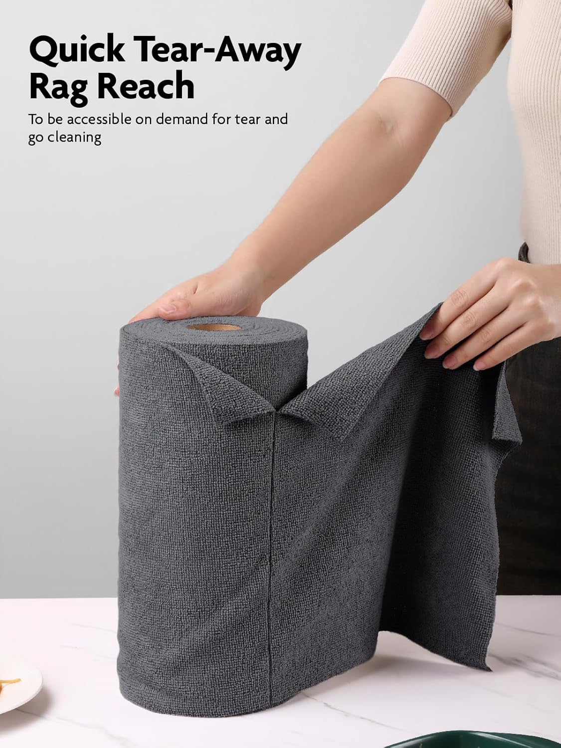 Fantasticlean Microfiber Cleaning Cloth Roll -40 Pack, Tear Away Microfiber Towels, 12" x 12", Reusable, Washable, Scratch Free, Ultra Absorbent Dishcloth for All-Around Cleaning Supplies (White)
