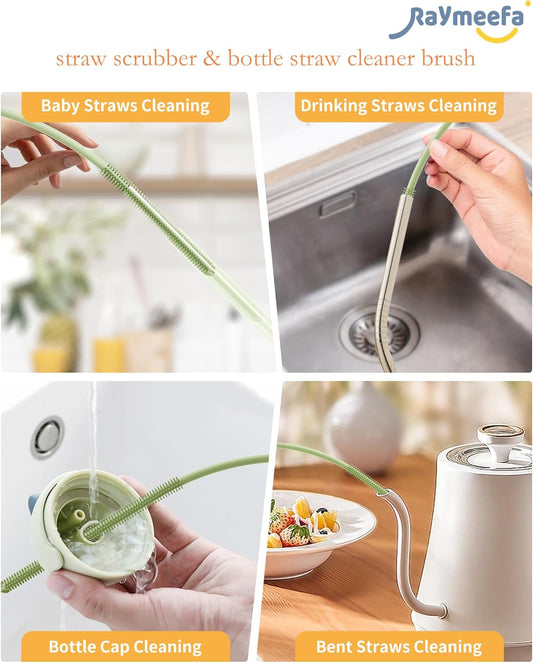 Straw Cleaner Brush Set - Raymeefa Scratch-Free Detail Cleaning for Reusable Straws & Tumblers (Blue)