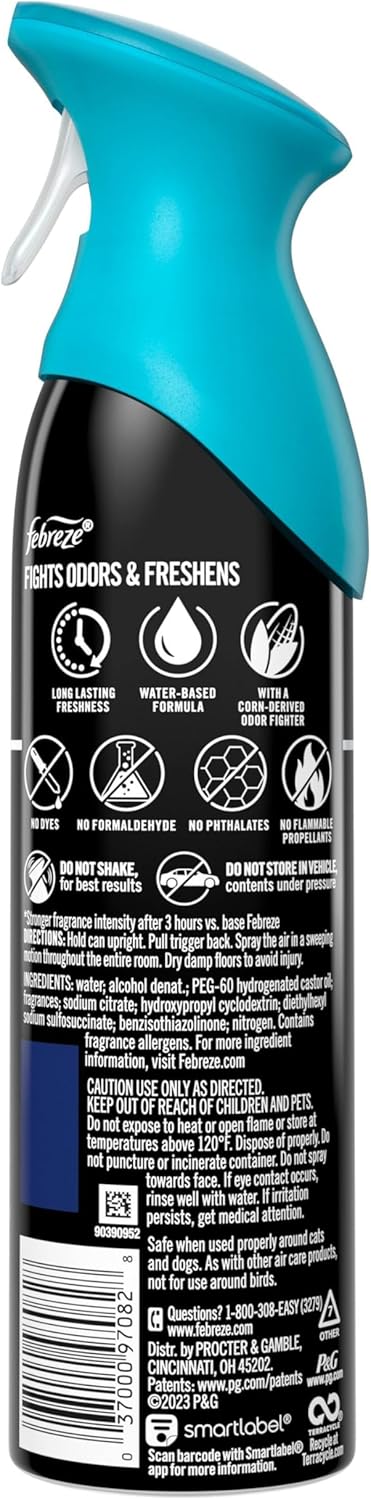 Febreze Air Mist Air Freshener Spray, Odor-Fighting Room Spray, Air Fresheners for Home and Bathroom and Kitchen, Aerosol Can, Unstopables Fresh Scent, Multicolor, 8.8oz (Pack of 3)