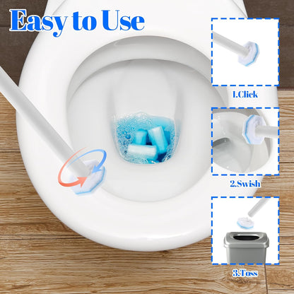 60 Counts Disposable Toilet Wand Refills Compatible with Most Bowl Brush Wand, Disposable Bathroom Toilet Brush Scrubber Heads, Toilet Bowl Cleaner Refill Pads for Stain Removal Deep Cleaning