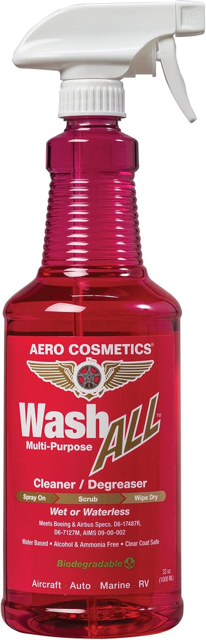 Aero Cosmetics Wash All Multi-Surface, Multi-Purpose Cleaner Degreaser. Kitchen, Bath, Floors, Furniture, Appliances, Home, Car, RV, and Boat