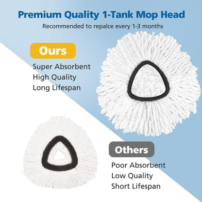 8 Pack RinseClean Spin Mop Replacement Head Refills Compatible with O Ceda RinseClean 2 Tank System, Blue Microfiber Mop Refills for Floor Cleaning