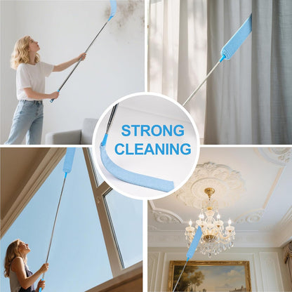 Rainbow Extendable Static Duster Reusable Microfiber Duster with 100" Telescoping Pole, Beandable and Washable Dusters Head for Cleaning Ceiling, Fan, Furniture