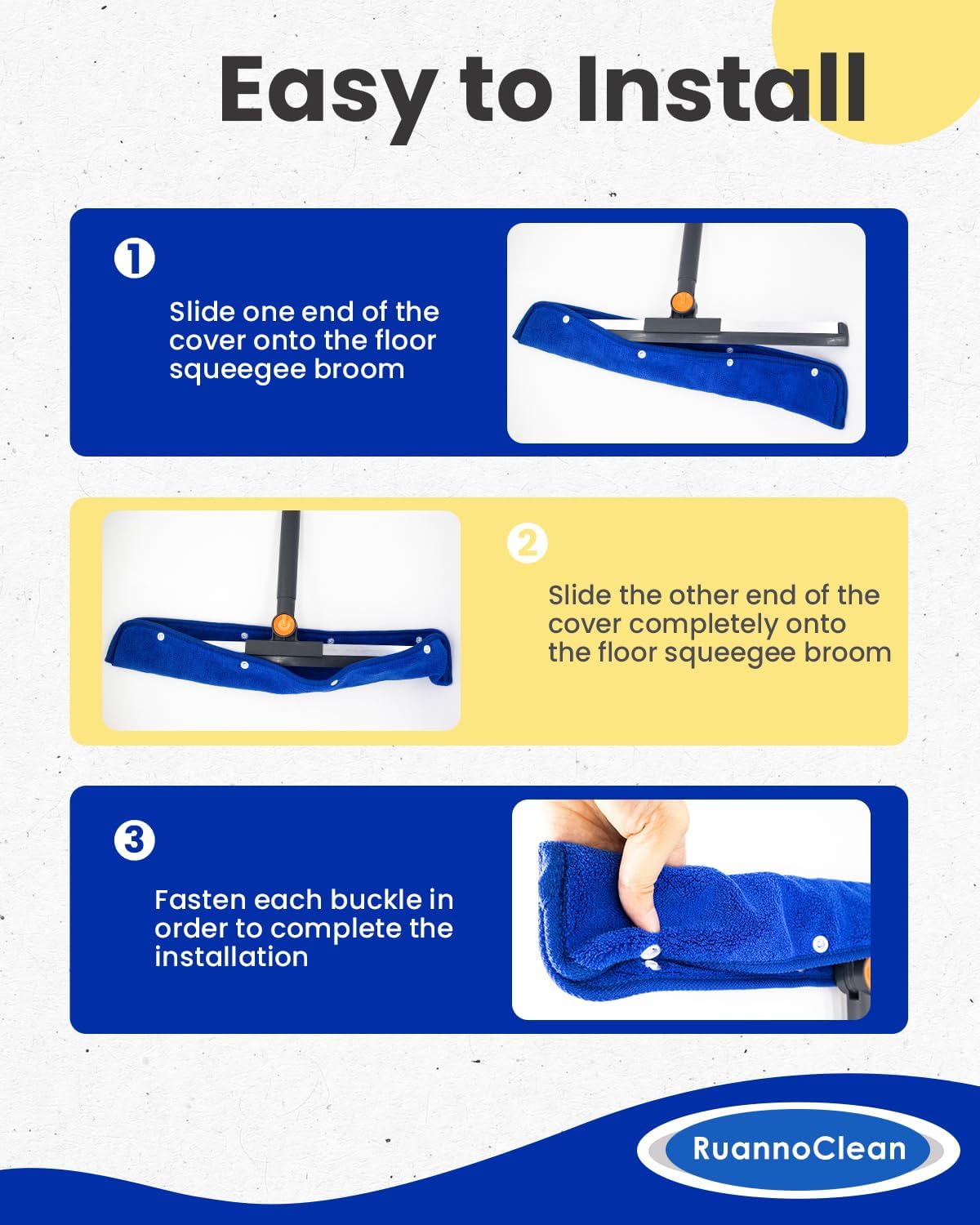 Floor Squeegee Pads, Microfiber Pads for Squeegee for Floor, Reusable Mop Pad for 23-24" Heavy Duty Rubber Squeegees Mop Rubber Broom for Floor, Tile, Glass, Wall Cleaning -4 Pack 60cm