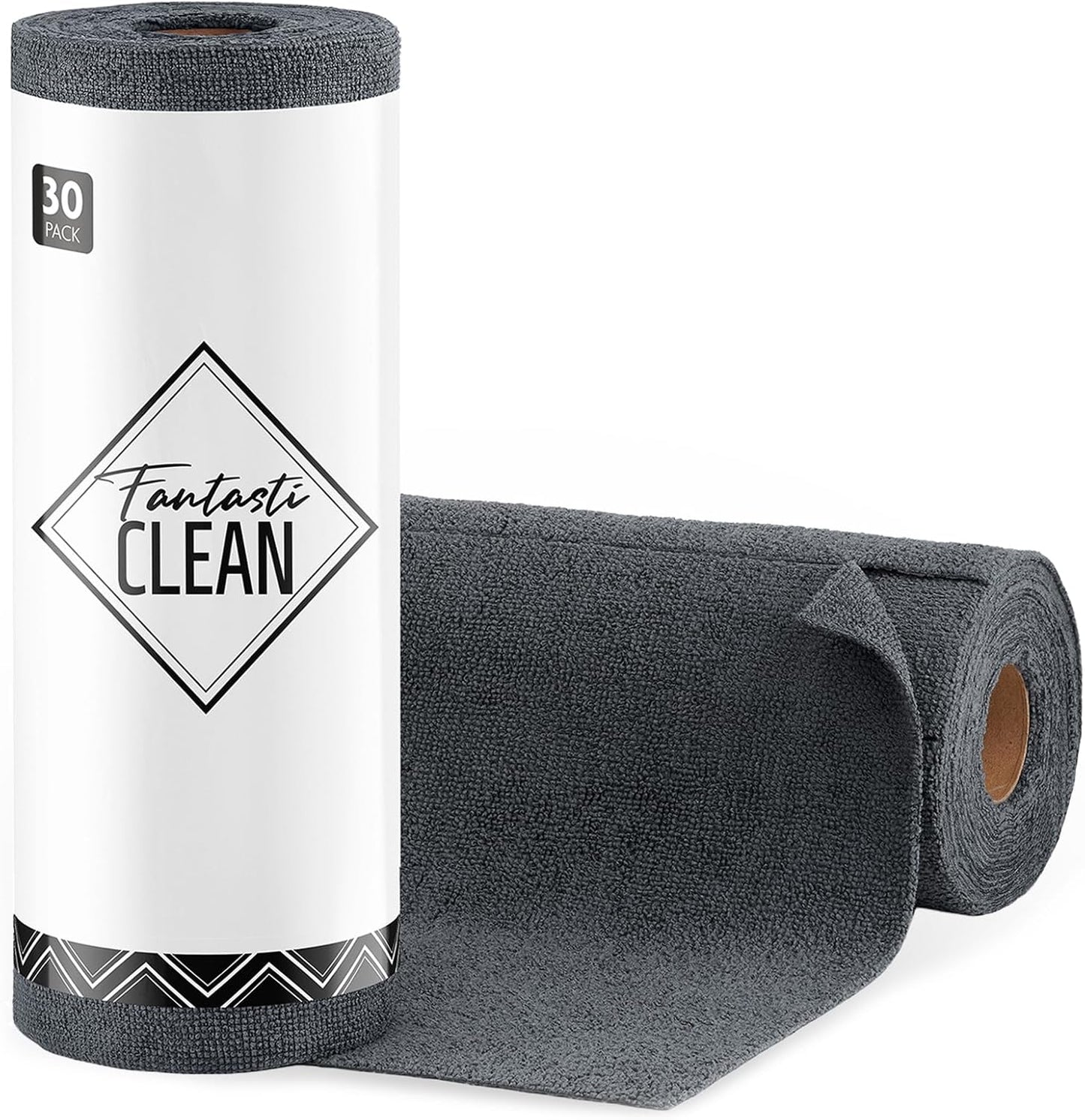 Fantasticlean Microfiber Cleaning Cloth Roll -75 Pack, Tear Away Microfiber Towels, 12" x 12", Reusable, Washable, Scratch Free, Ultra Absorbent Dishcloth for All-Around Cleaning Supplies (White)