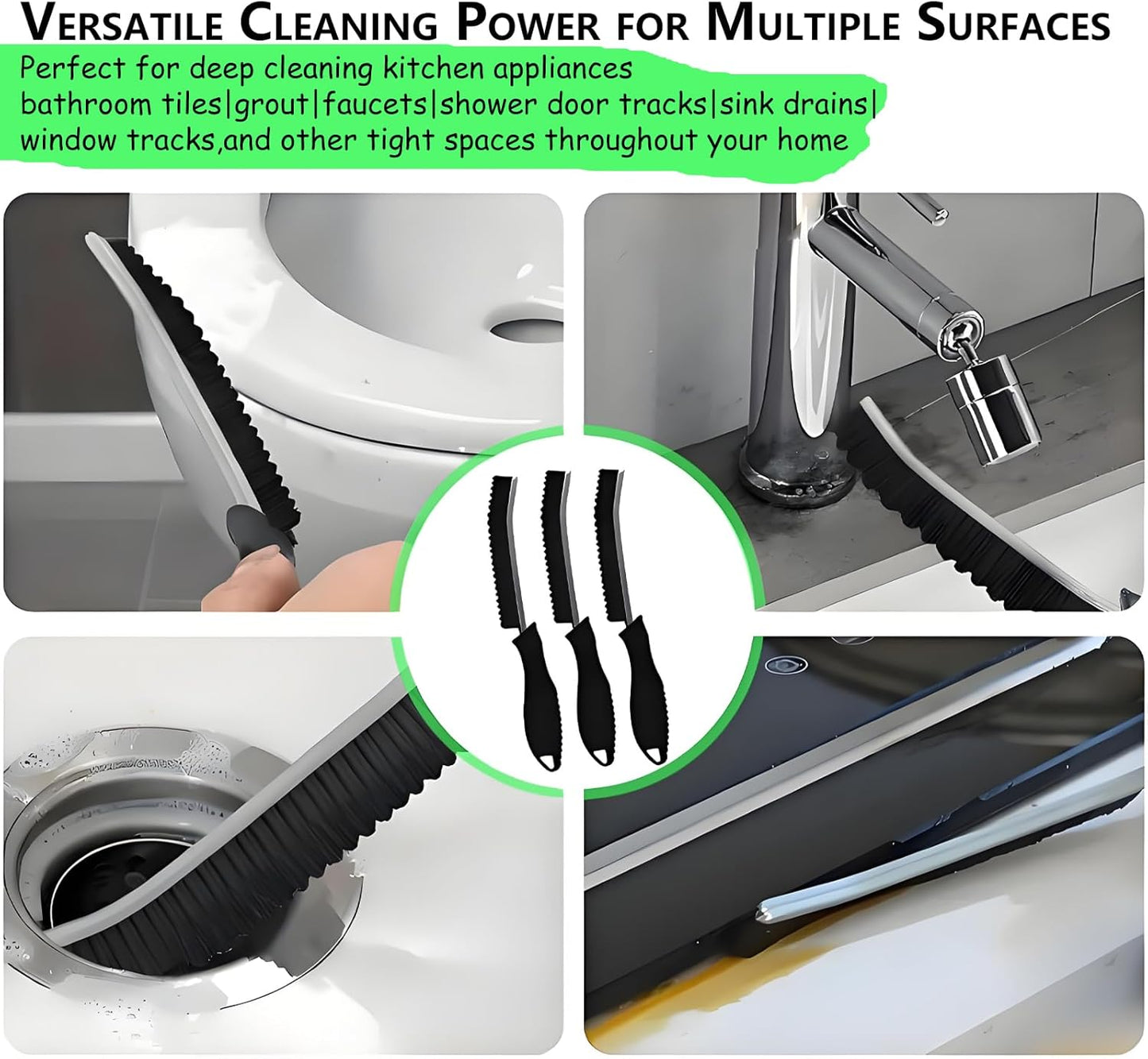 Crevice Cleaning Brush Supplies with Teeth-Shaped Hard Bristles - 3Pcs Small Cleaning Brushes for Tight Spaces Tools,Gap Cleaning Brush Tools for Cracks/Kitchen/Bathroom Tiles/Grout