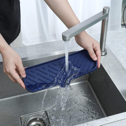 MicoYang Silicone Bathroom Soap Dishes with Drain Spout-Bathroom and Kitchen Sink Organizer,Sponge Holder,Dish Soap Tray,Perfect for Dispenser,Scrubber,Bottle,Cup on Sink or Counter-Black 4.9"×3.2"