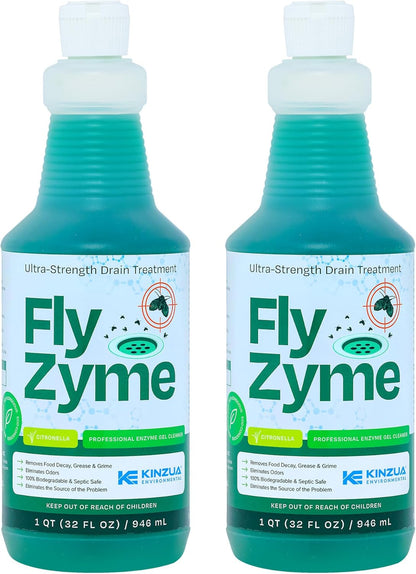 Fly-Zyme, Highly Concentrated Enzyme Drain Cleaner for Pipes, Drain Gel for Fruit Flies, Organic Waste Degrader & Odor Neutralizer, 32 fl oz