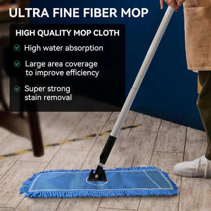 3 Pack 24 Inch Microfiber Dust Mop Head, Medium Washable Commercial Sweeper and Janitorial, Blue
